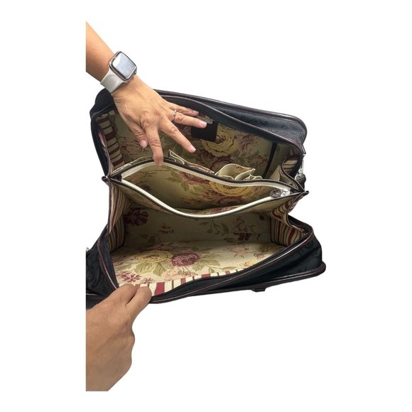 Brighton Carry On Bag Luggage Croc Leather and Fabric EUC Brown & Black - Picture 15 of 16